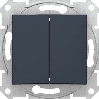 2-клавишный выключатель SCHNEIDER ELECTRIC SEDNA, с синей подсветкой, сх.5а, 10А, 250В, ГРАФИТ