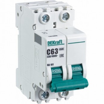 Автоматический выключатель SCHNEIDER ELECTRIC DEKRAFT 2Р 63А х-ка C ВА-101 4,5кА