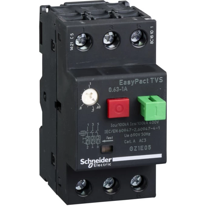 Автоматический выключатель SCHNEIDER ELECTRIC EASYPACT 0,63-1A GZ1E05 Автоматический выключатель SCHNEIDER ELECTRIC EASYPACT 0,63-1A GZ1E05