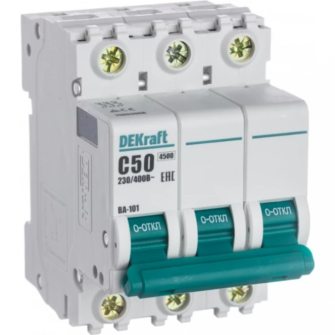Автоматический выключатель SCHNEIDER ELECTRIC DEKRAFT 3Р 50А х-ка C ВА-101 4,5кА 11083DEK Автоматический выключатель SCHNEIDER ELECTRIC DEKRAFT 3Р 50А х-ка C ВА-101 4,5кА 11083DEK