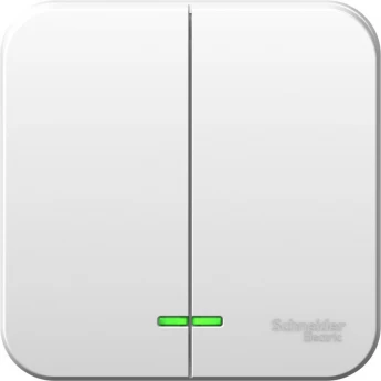 2-клавишный выключатель SCHNEIDER ELECTRIC BLANCA с подсветкой, 10А, 250B, БЕЛЫЙ