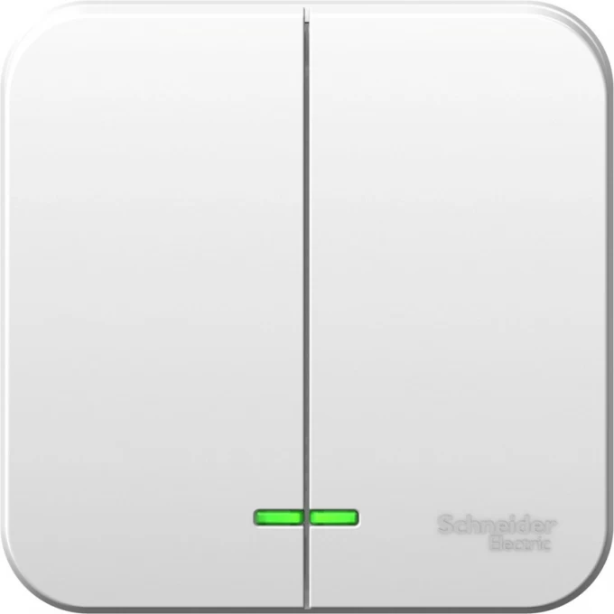 2-клавишный выключатель SCHNEIDER ELECTRIC BLANCA с подсветкой, 10А, 250B, БЕЛЫЙ BLNVA105101