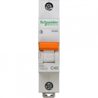 Автоматический выключатель SCHNEIDER ELECTRIC ДОМОВОЙ ВА63 1П 40A C 4,5 кА, Болгария/Италия
