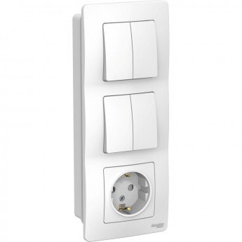 Блок SCHNEIDER ELECTRIC BLANCA: розетка з/к шт 16А, 250В + выключатель 2-кл. + выключатель 2-кл. БЕЛЫЙ