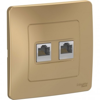 Розетка двойная компьютерная SCHNEIDER ELECTRIC BLANCA с/у, RJ45, кат.5E, титан