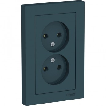 Розетка двойная SCHNEIDER ELECTRIC ATLASDESIGN без заземления, в сборе, изумруд