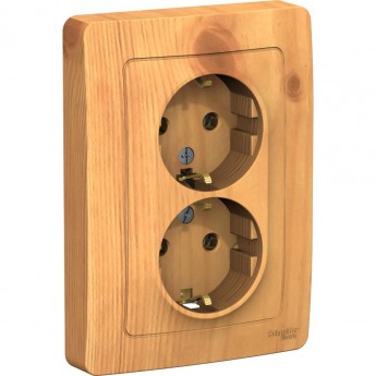 Розетка двойная SCHNEIDER ELECTRIC BLANCA с/у, с заземлением, без шторок, 16А, 250В, ясень