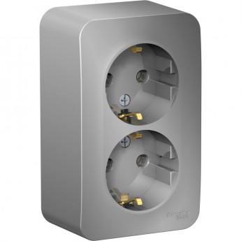 Розетка двойная SCHNEIDER ELECTRIC BLANCA с заземлением, без шторок, 16А, 250В, алюминий