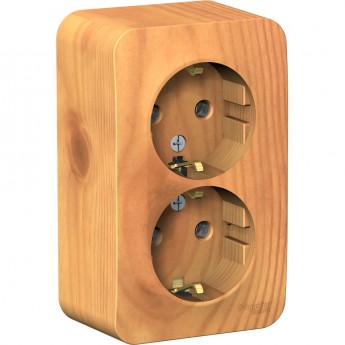 Розетка двойная SCHNEIDER ELECTRIC BLANCA с заземлением, без шторок, 16А, 250В, ясень