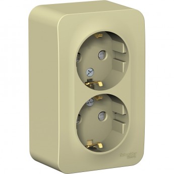 Розетка двойная SCHNEIDER ELECTRIC BLANCA с заземлением, со шторками, с изолирующей пластиной, 16А, 250В, бежевый