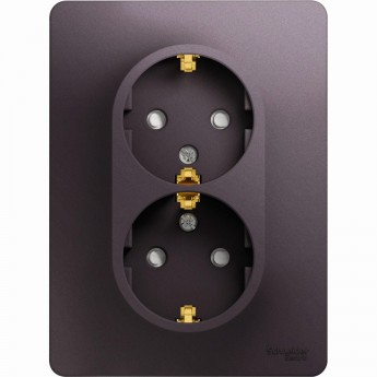 Розетка двойная SCHNEIDER ELECTRIC GLOSSA с заземлением, со шторками, в сборе, сиреневый туман