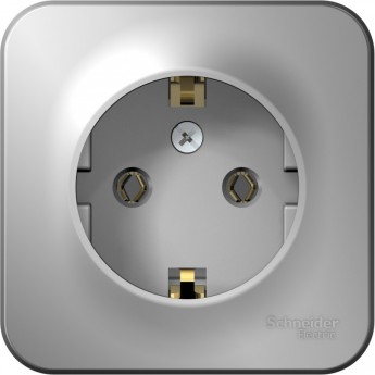 Розетка SCHNEIDER ELECTRIC BLANCA с заземлением, без шторок, с изолирующей пластиной, 16А, 250В, алюминий