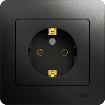 Розетка SCHNEIDER ELECTRIC GLOSSA с заземлением, в сборе, антрацит