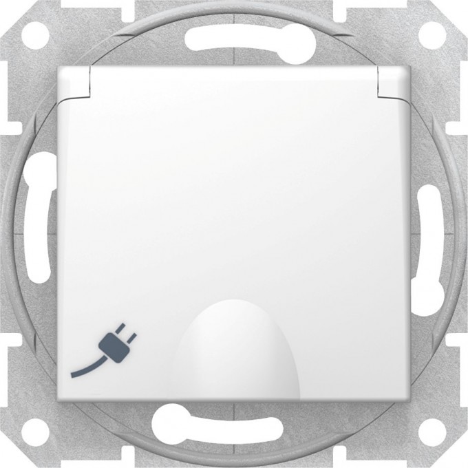 Розетка SCHNEIDER ELECTRIC SEDNA c з/к, со шторками, с крышкой, быстрозажимные контакты, белый SDN3100421