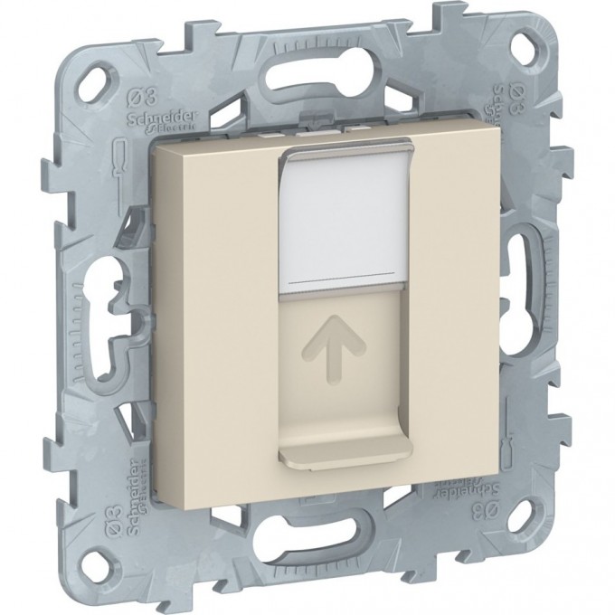 Розетка SCHNEIDER ELECTRIC UNICA NEW с заземлением, со шторками, с крышкой, 16 А, 250 В, IP21, антрацит NU541554