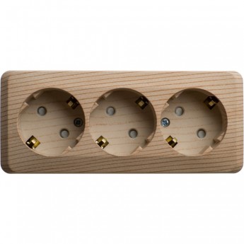 Розетка тройная SCHNEIDER ELECTRIC ЭТЮД с заземлением со шторками 16А 250B, сосна, Россия