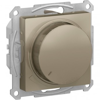 Светорегулятор (диммер) SCHNEIDER ELECTRIC ATLASDESIGN, поворотно-нажимной, LED, RC, 630Вт, механизм, шампань