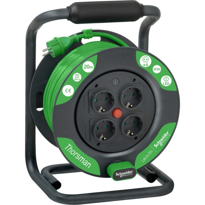 Удлинитель катушечный SCHNEIDER ELECTRIC THORSMAN 4 роз 20м 3х1.5 IP20 IMT33140