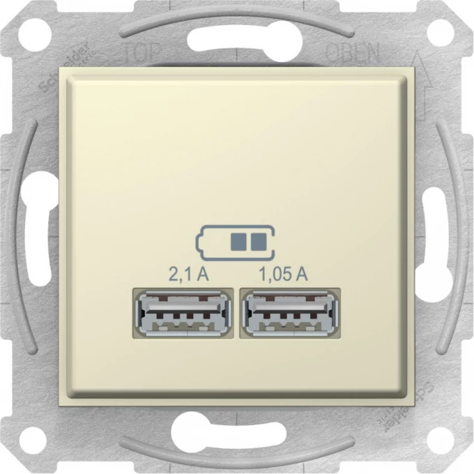USB-розетка SCHNEIDER ELECTRIC SEDNA, 2,1А (2x1,05А), БЕЖЕВЫЙ SDN2710247 USB-розетка SCHNEIDER ELECTRIC SEDNA, 2,1А (2x1,05А), БЕЖЕВЫЙ SDN2710247