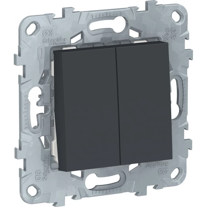 Выключатель 2-клавишный SCHNEIDER ELECTRIC UNICA NEW, сх. 5, антрацит NU521154 Выключатель 2-клавишный SCHNEIDER ELECTRIC UNICA NEW, сх. 5, антрацит NU521154