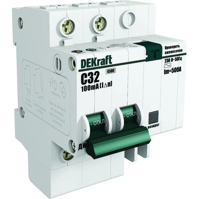 Дифференциальный автоматический выключатель SCHNEIDER ELECTRIC DEKRAFT 1P+N 32А 100мА тип AC х-ка C ДИФ-101 4,5кА 15205DEK Дифференциальный автоматический выключатель SCHNEIDER ELECTRIC DEKRAFT 1P+N 32А 100мА тип AC х-ка C ДИФ-101 4,5кА 15205DEK
