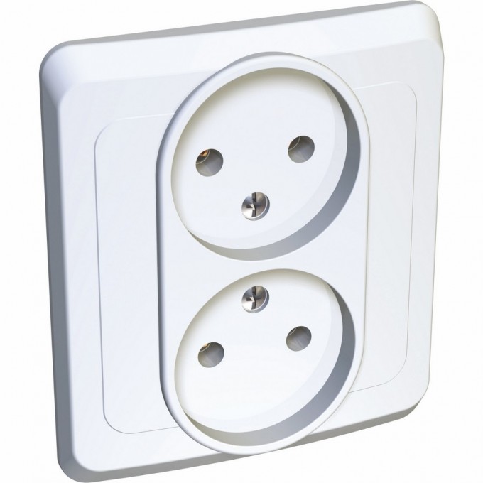 Розетка двойная SCHNEIDER ELECTRIC ЭТЮД С/У без заземления без шторок 16А 250B, белый, Россия PC16-005B