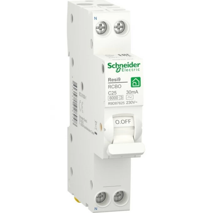 Выключатель автоматический SCHNEIDER ELECTRIC RESI9 дифференциального тока, 2п C 25А 6000А 30мА тип AC 18мм R9D87625 Выключатель автоматический SCHNEIDER ELECTRIC RESI9 дифференциального тока, 2п C 25А 6000А 30мА тип AC 18мм R9D87625